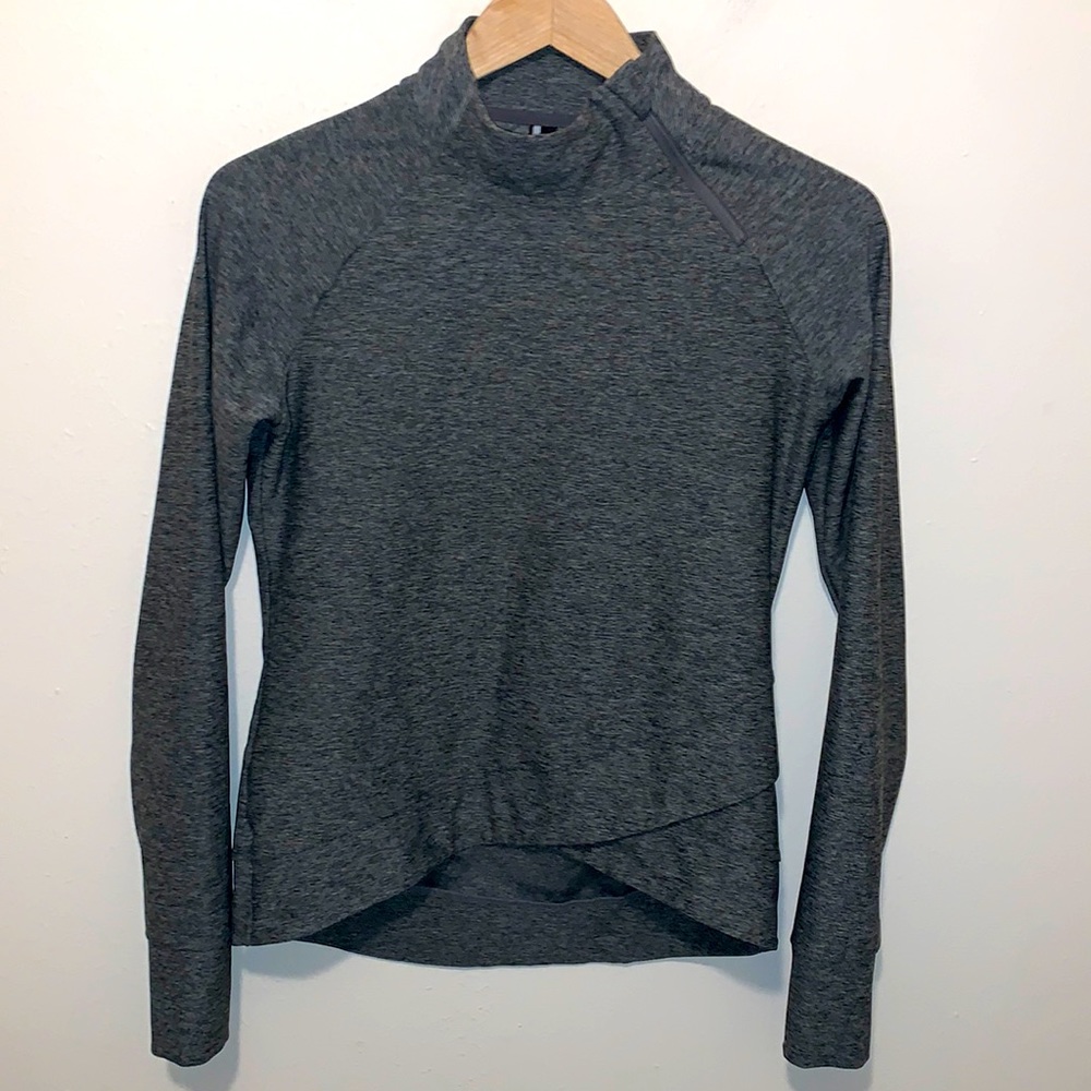 Mondetta Mock Neck Pullover Top Zipper Thumb Hole Raglan Running Workout Gray S